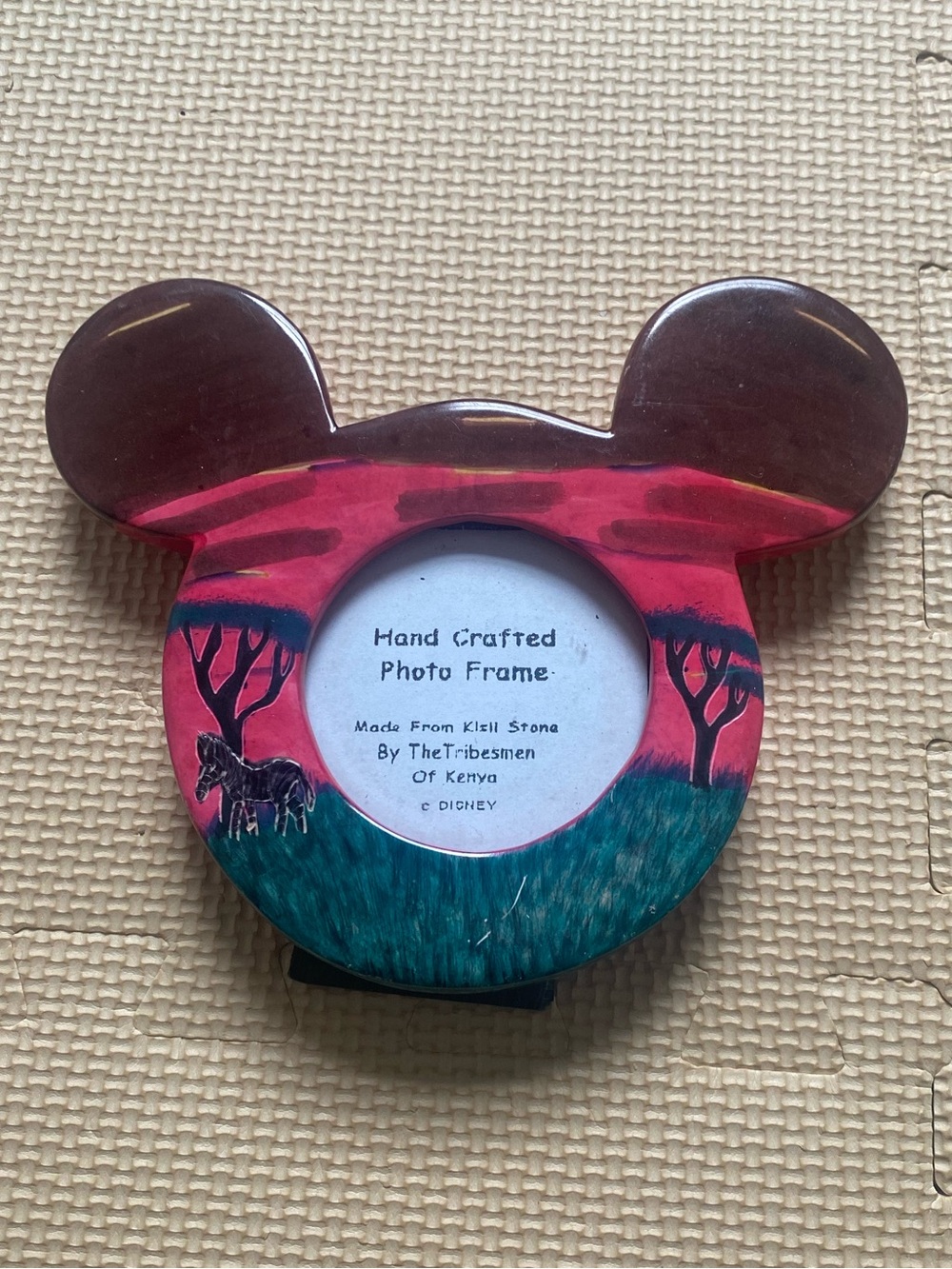 Disney Animal Kingdom Handcrafted Kisii Soapstone Photo Frame Kenya Mickey Mouse